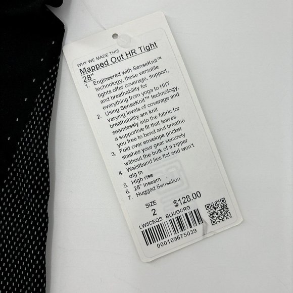 NWT~$128 Lululemon Mapped Out High-Rise Tight 28" Black‎ Glacier Grey Leggings 2 - Picture 8 of 11